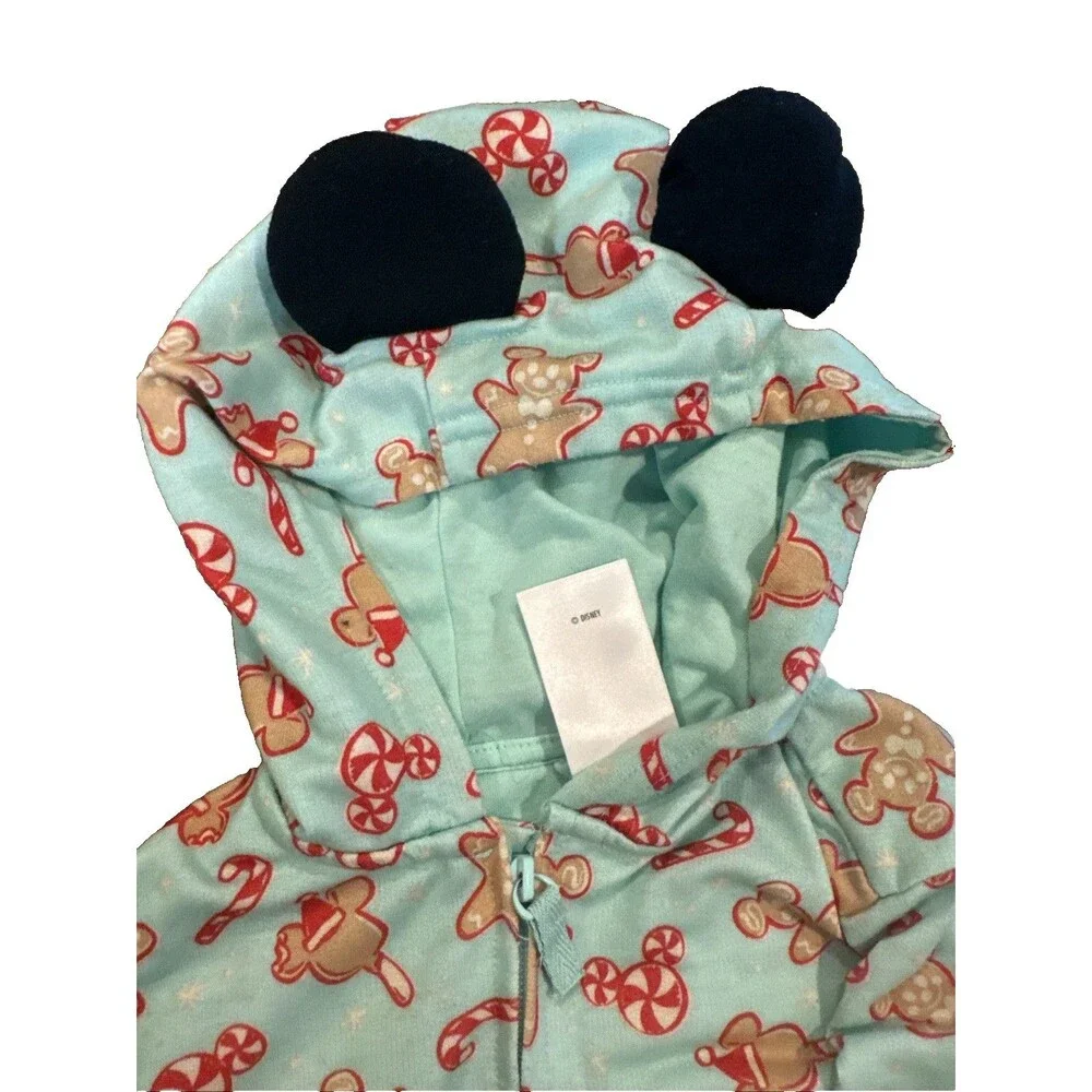 DISNEY MICKEY & MINNIE MOUSE HOLIDAY PAJAMAS Size 3 3t toddler green gingerbread